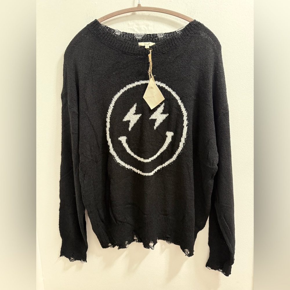 Black Smiley Face Sweater